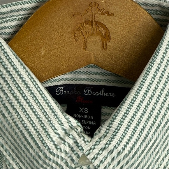 Brooks Brothers Button Down Shirt Size XS Green White Striped NWOT - Picture 3 of 6